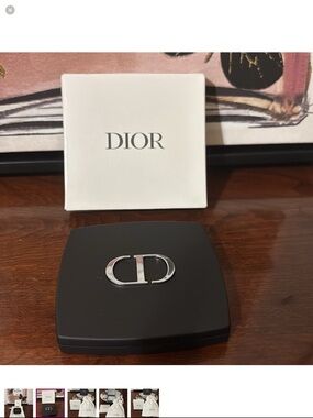 NEW! Dior Black Compact with Silver CD Emblem